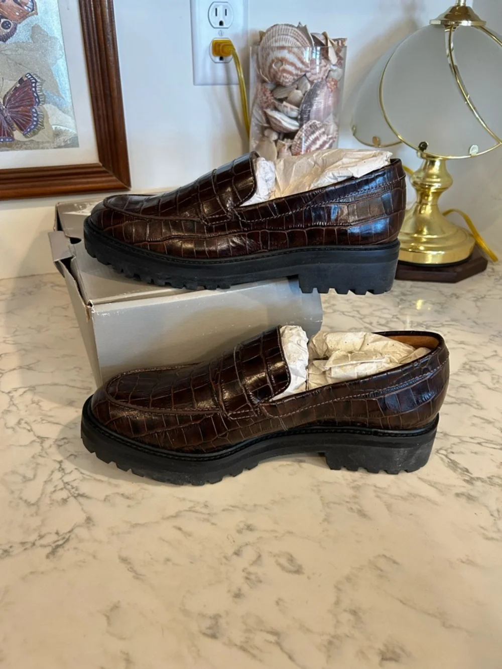 NWT Everlane Leather The Lug Loafer in Brown Crocodile Size‎ 10 - Picture 3 of 8